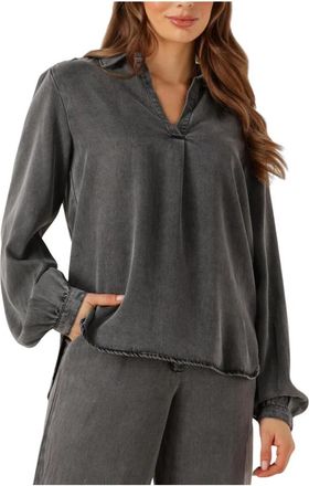 Simple Wv-Tencel-Twill-25-3 Blouse - Dames - Blouses - Zwart - M - Wol - Overhemden