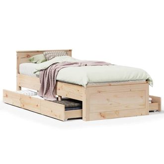 Berkfield Home Bed Frame Frame with Headboard 75x190 cm Small Single Solid Wood in Brown