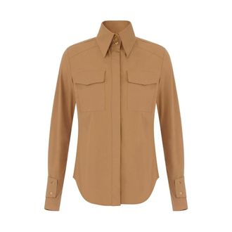 Elisabetta Franchi Katoenen overhemd met zakken - Dames - Blouses & Shirts - Bruin - Maat: XS Katoen