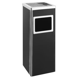 vidaXL Papelera Con Cenicero De Acero Negro 36 L Vidaxl