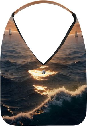 Generic Sailboat Sunset View Reusable Lightweight Grocery Bags - Foldable Into Compact Pouch, Washable & Sturdy, Multipurpose for Shopping and Travel