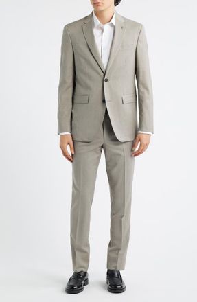 AllSaints Ross Slim Fit Taupe Wool Suit at Nordstrom, Size 44 Regular