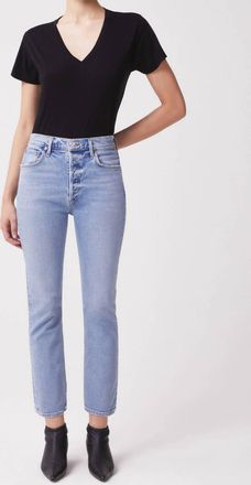A Gold E Riley High Rise Straight Crop Jean In Shiver