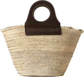 Hereu Natuurlijke Bast Tote Tas met Leer - Dames - Handtassen - Beige - ONE Size - Leer - Tassen
