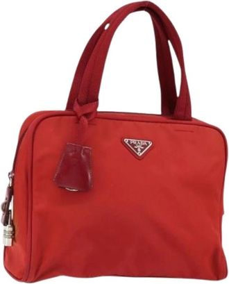 Prada Pre-owned Handbags, female, Red, Size: ONE SIZE Pre-owned Vintage Nylon Handbag