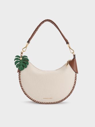 Charles & Keith Blume Canvas Braided Curved Hobo Bag