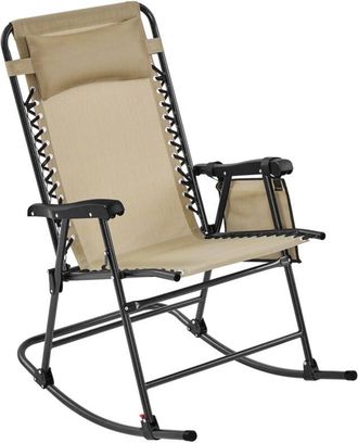Yaheetech Yaheetech Mecedora Balanc&iacute;n Plegable Carga 120kg Con Reposabrazos Y Apoyo Para Cabeza 102x65,5x103 Cm Para Exterior Acampar Porche Balc&oacute;n Beige