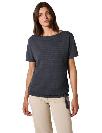 Cecil T-Shirt CECIL, Damen, Gr. L (42), schwarz balmy khaki, Jersey, Obermaterial: 65% Polyester, 32% Baumwolle, 3% Elasthan, unifarben, gerade h&uuml;ftbedecken