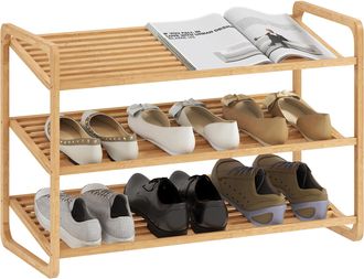 OEM Estanter&iacute;a Para Zapatos De Bamb&uacute; Para 12 Pares De Zapatos Estanter&iacute;a Para Entrada Dormitorio 76x33x50,8 Cm Natural