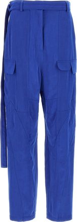 Ferragamo Blue Lyocell Cargo Womens Pants