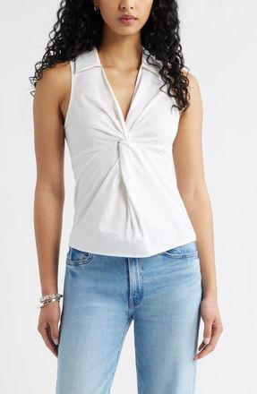 Open Edit Twist Front Poplin Top in White at Nordstrom, Size Xx-Small