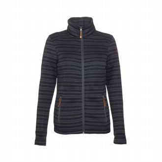 Killtec Womens Rakel Knitted Fleece Full Zip Cardigan In Dark Grey Stripe