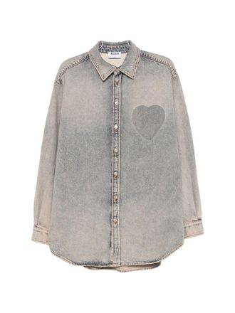 Moschino Washed Grey Silk and Nylon Casual Shirt