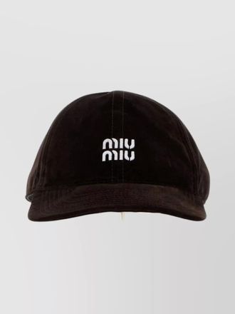 Miu Miu soft velvet baseball cap with curved brim