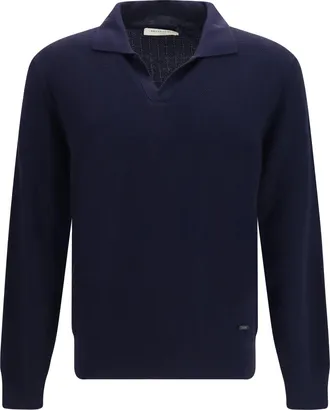 Brooksfield Mens Cardigan Shawl Collar Virgin Wool Dark Blue Sweater