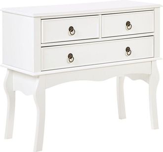 Beliani Tavolo consolle bianco in stile retrò con 3 cassetti Lamar