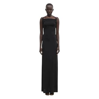 Marine Serre Vestido de punto drapeado con tanga - Dresses - Mujer - Negro - M