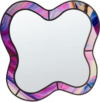Beliani Beliani - Espejo De Pared Moderno Con Forma Irregular Y Ganchos De Cristal Y Mdf Rosa Pulnoy