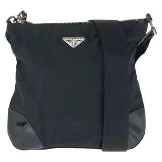 Prada Pre-owned Tessuto Nylon Enamel Shoulder Bag - Dames - Pre-owned - Zwart - Maat: ONE Size Nylon