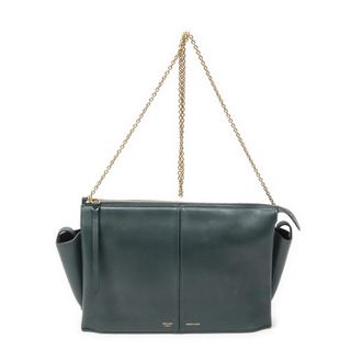 Celine Pre-owned Womens Trifold Clutch On Chain Shoulder Bag - Green - One Size