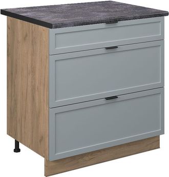 Vicco Mueble Bajo De Cocina Fame-line, Azul Claro-gris, 80 Cm Con 3 Cajones, Et Antracita Vicco