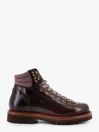Brunello Cucinelli Mountain Boot in pelle con inserto in lana e cashmere - BRUNELLO CUCINELLI - gender_Man