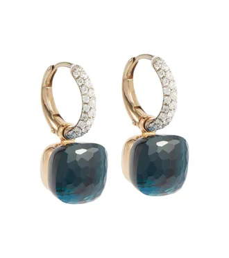 POMELLATO Pendientes Nudo Classic en oro de 18 ct con topacio y diamantes