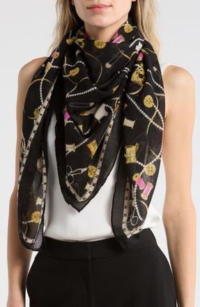 Karl Lagerfeld Pearl & Pins Oversize Scarf in Black at Nordstrom Rack