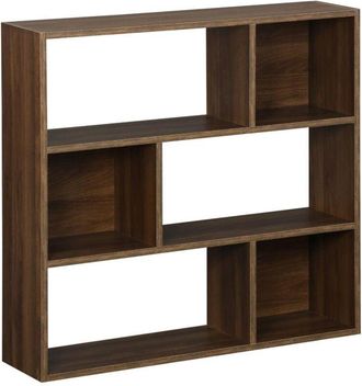 Sweeek Sweeek - 3-shelf bookcase with 6 compartments, Pieter, Walnut, 83x23x80 cm