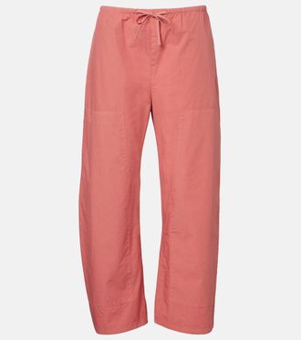 Leset Kyoto cropped cotton wide-leg pants