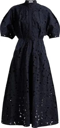 Erdem midi shirt dress - women - Cotton - 16 - Blue