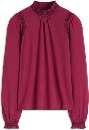 Boden Tia Smocked Trim Jersey Top in Ruby Red at Nordstrom Rack, Size 2