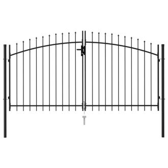 Berkfield Home Fence Gate Double Door with Spike Top Steel 3x1.5 m Black