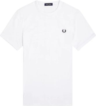 Fred Perry T-Shirts, male, White, Size: XL Ringer T-Shirt