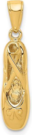 Diamond2Deal 14k Yellow Gold 3-D Ballet Slipper Pendant