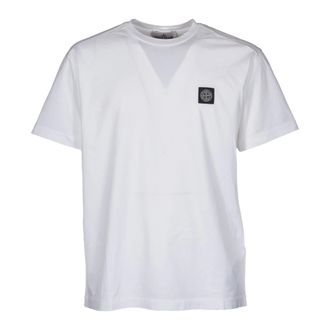 Stone Island Cotton Jersey T-shirt met Korte Mouwen - Heren - T-shirts - Wit - XL - Katoen - Tops