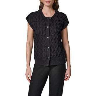 DKNY Extended Shoulder Cable Cardigan in Black at Nordstrom, Size X-Small