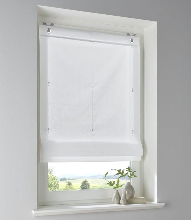 Kutti Heimtextilien Raffrollo Stig aus 100% Baumwolle in grau einfarbig, Blickdicht, Montage ohne Bohren, mit Fensterhaken, Breite 100 x Höhe 140 cm ab 35,50 €