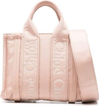 Chloé Woody Logo Small Nylon Tote Bag