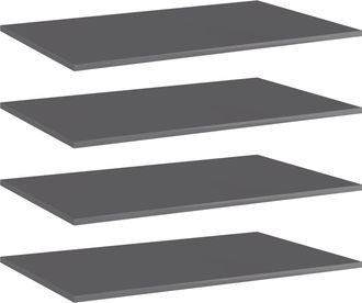 vidaXL Estante Estanter&iacute;a 4 Uds Contrachapada Gris Brillo 80x50x1,5 Cm Vidaxl