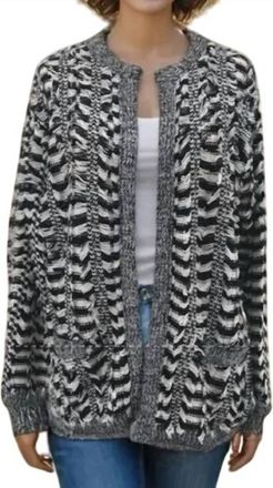 endless rose Fringe Cardigan Sweater In Black, White
