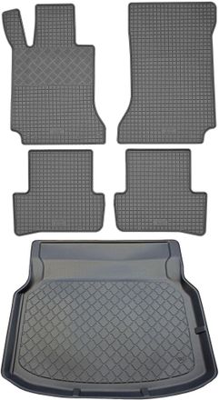 OEM Juego De Alfombrillas De Goma Para Coche Y Alfombrilla Para Maletero Para Mercedes Clase C W204 Sed&aacute;n (4 Puertas) De Abril De 2007 A Febrero De 2014