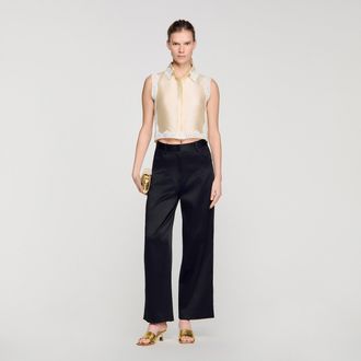 Sandro Satin-effect wide-leg trousers