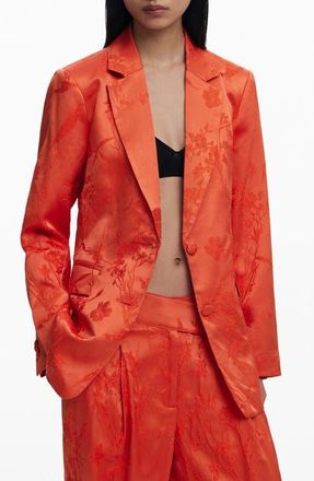 Desigual Embroidered Blazer in Orange at Nordstrom, Size Medium