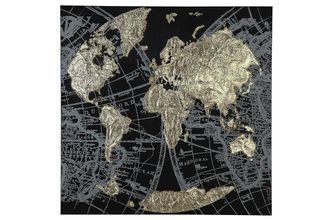 Schubiger M&ouml;bel Bild Golden Earth, Weltkarte, Gold H: 90 cm