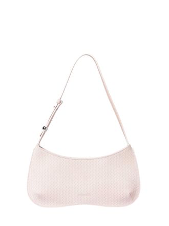 Jacquemus Pink Front Logo Woven Leather Shoulder Bag