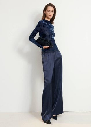 Mango Top devor&eacute; collo alto blu marino scuro - Donna - XXS - MANGO