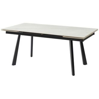 Vente-Unique Tavolo da pranzo allungabile da 6 a 10 coperti in Ceramica e Metallo Effetto marmo Bianco e Nero - MARVENA