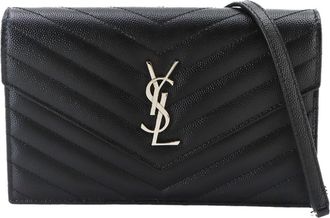 Saint Laurent Black Leather Chain/Shoulder Wallet (Pre-Owned)