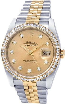 Rolex Pre-owned Rolex Datejust Automatic Chronometer Diamond Champagne Dial Mens Watch 116243 CDJ